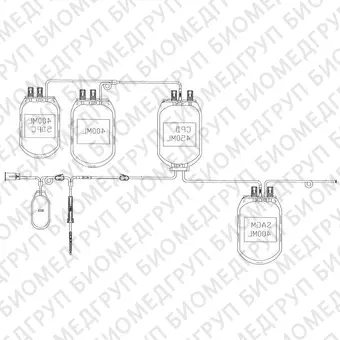 Контейнер для крови счетверенный 450/400/400/400 мл, ЦФД/САГМ, с адаптером для взятия образцов крови, с протектором иглы и контейнером для образцов крови, конфигурация ВерхНиз