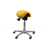 Эрготерапевтический специальный стул-седло, урезанное сиденье, Cutaway seat, премиум кожа, со спинкой
