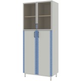 Шкаф для документов с верхними стеклянными дверями в алюминиевых рамах ЛАБ-PRO ШДА 80.50.193